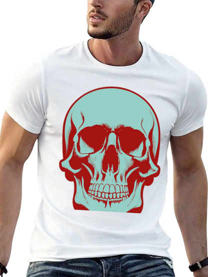 Skull Graphic T-Shirt: Bold Two-Tone Design