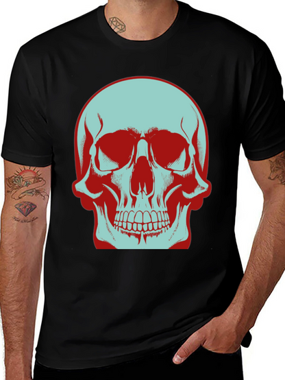 Skull Graphic T-Shirt: Bold Two-Tone Design