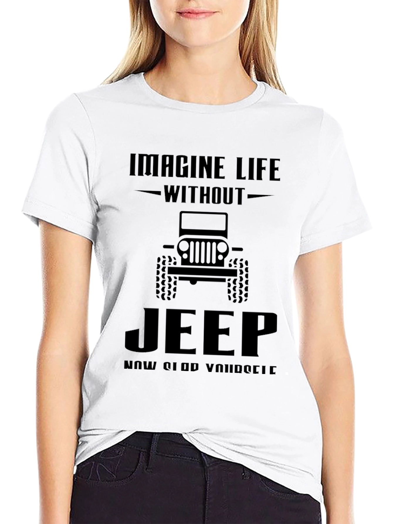 Imagine Life Without Jeep Mens Black Graphic Tee