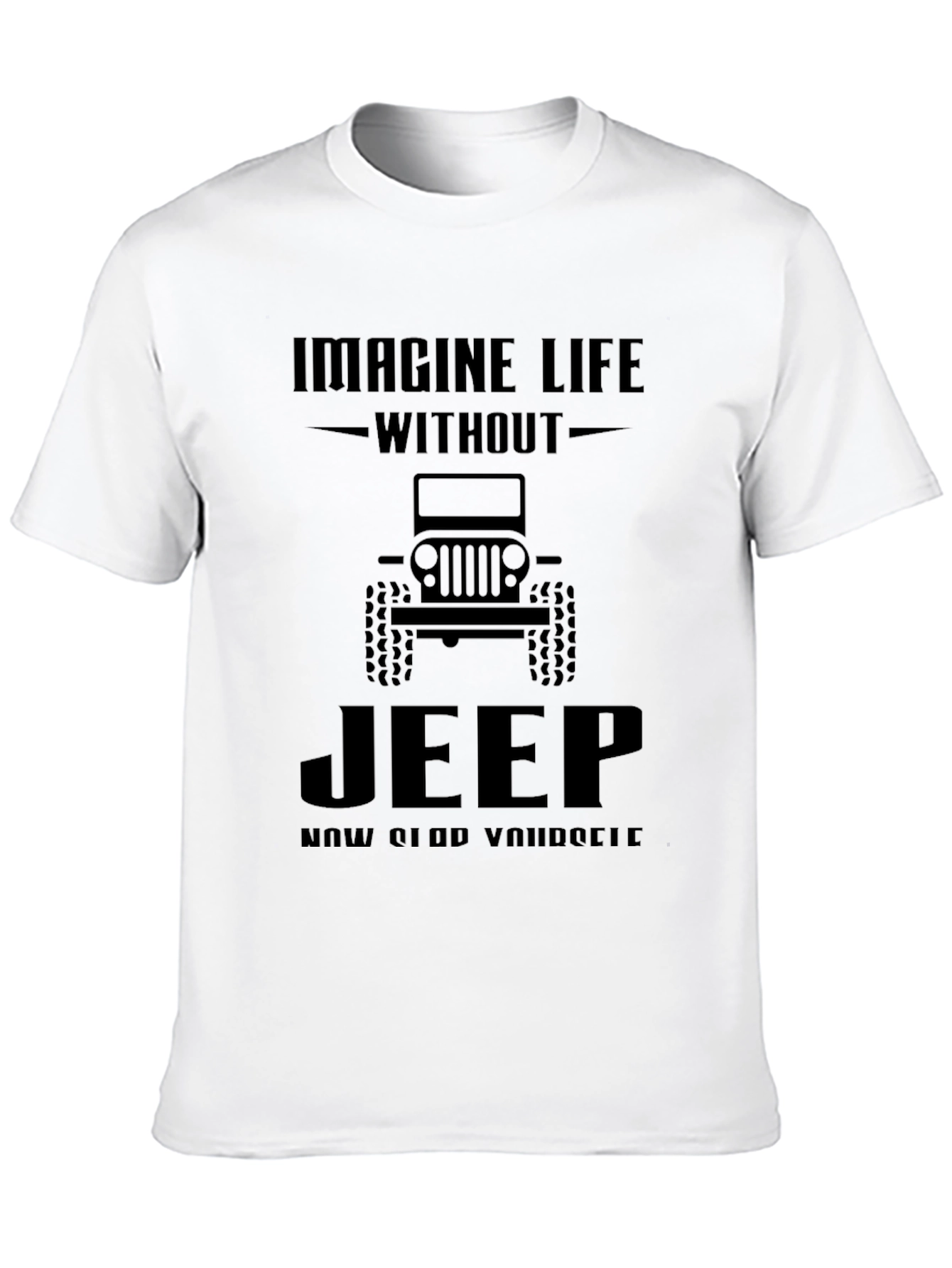 Imagine Life Without Jeep Mens Black Graphic Tee