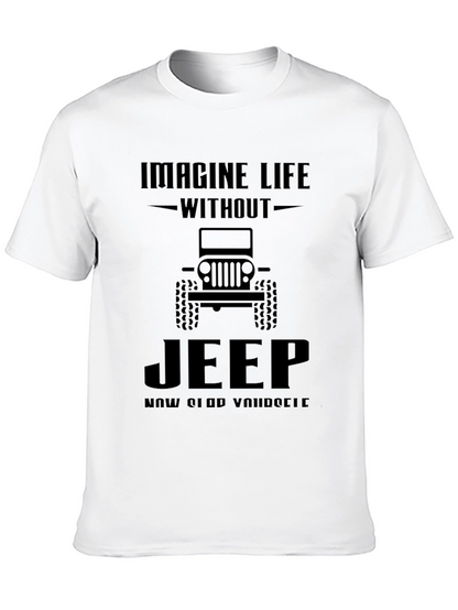 Imagine Life Without Jeep Mens Black Graphic Tee