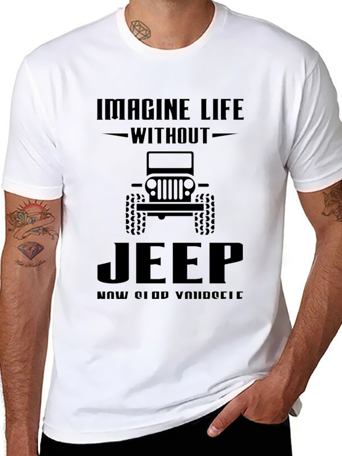 Imagine Life Without Jeep Mens Black Graphic Tee