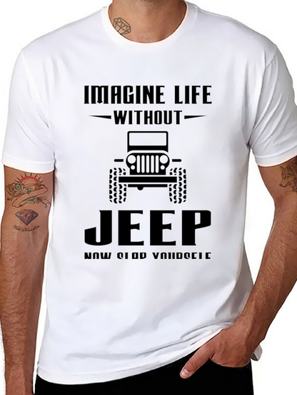 Imagine Life Without Jeep Mens Black Graphic Tee