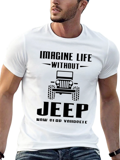 Imagine Life Without Jeep Mens Black Graphic Tee