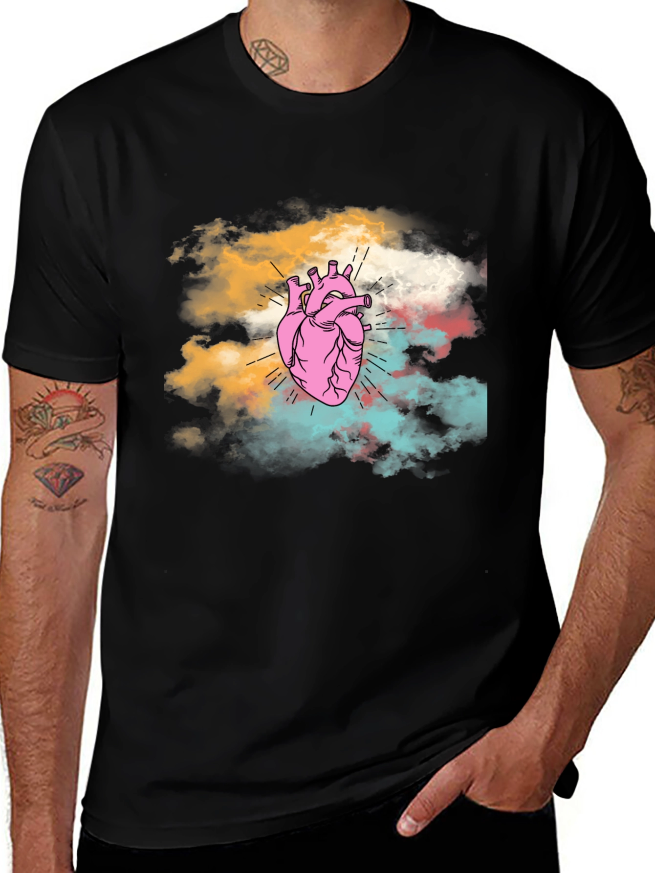 Anatomical Heart Graphic Tee - Unique Cloud Design T-Shirt