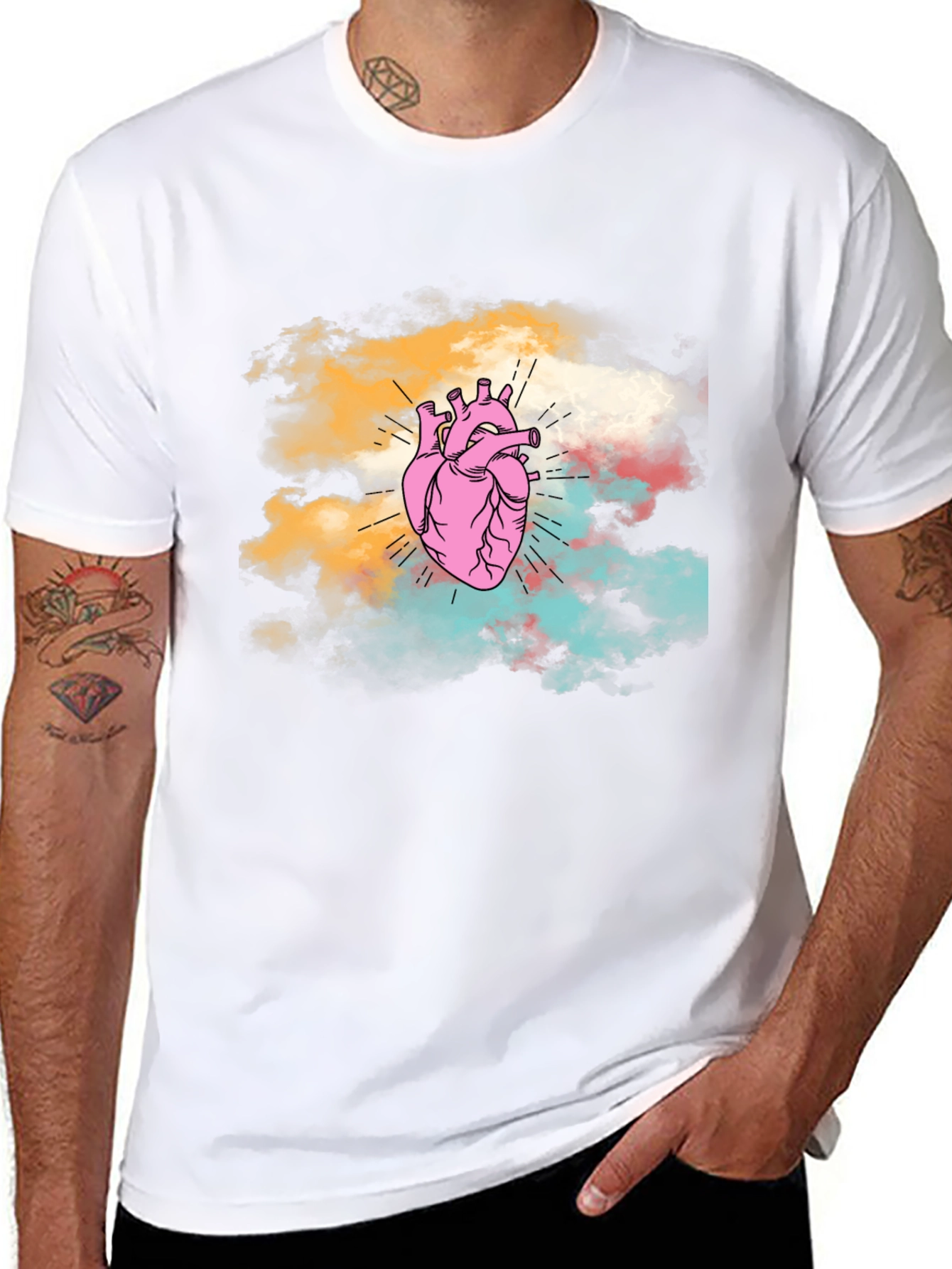 Anatomical Heart Graphic Tee - Unique Cloud Design T-Shirt