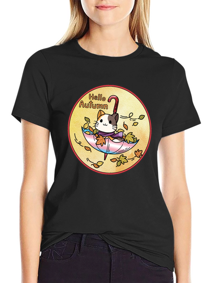 Hello Autumn Cat T-Shirt - Unisex Fall Apparel