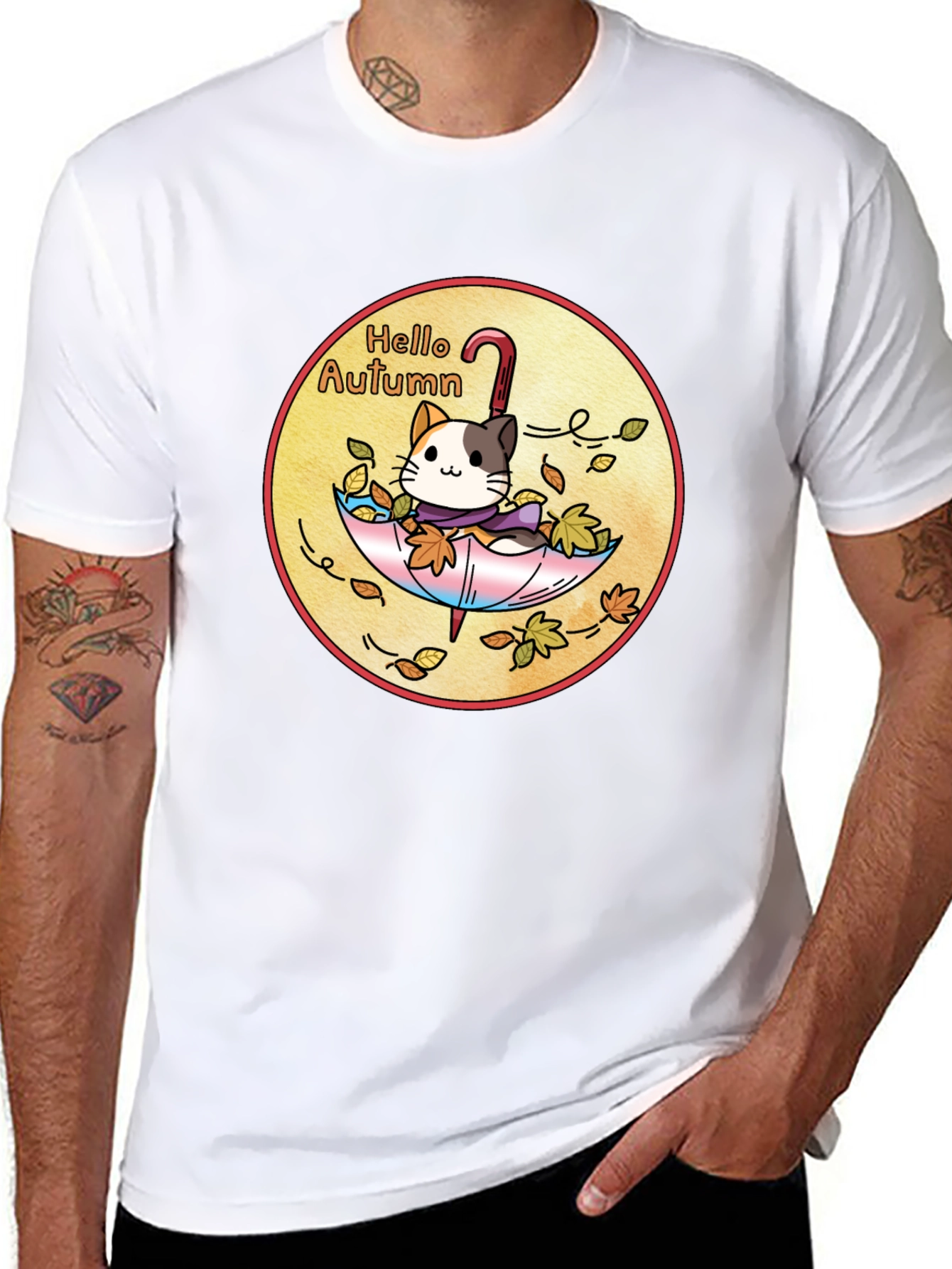 Hello Autumn Cat T-Shirt - Unisex Fall Apparel