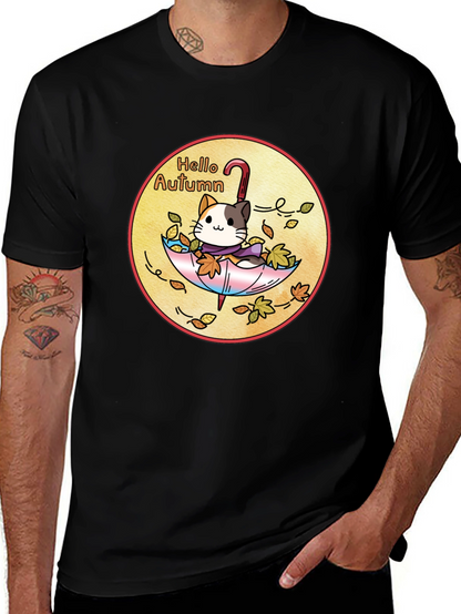 Hello Autumn Cat T-Shirt - Unisex Fall Apparel