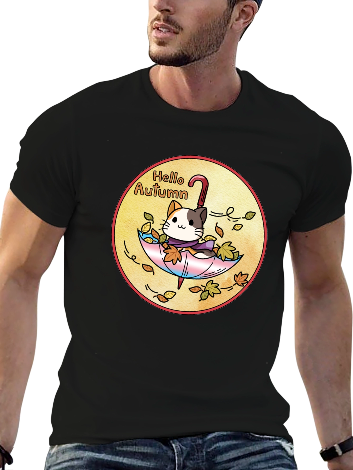 Hello Autumn Cat T-Shirt - Unisex Fall Apparel