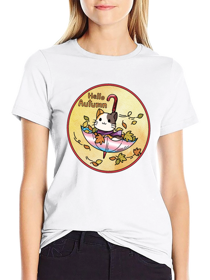 Hello Autumn Cat T-Shirt - Unisex Fall Apparel