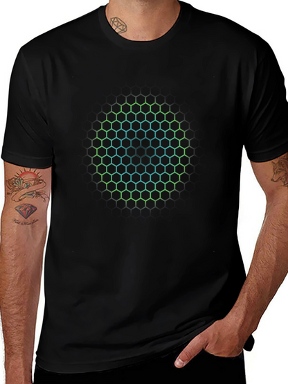 Hexagon Circle Graphic Print T-Shirt - Mens Black Tee