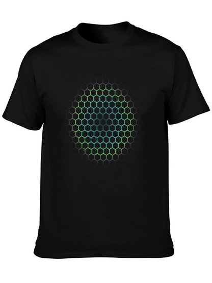 Hexagon Circle Graphic Print T-Shirt - Mens Black Tee