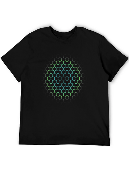 Hexagon Circle Graphic Print T-Shirt - Mens Black Tee