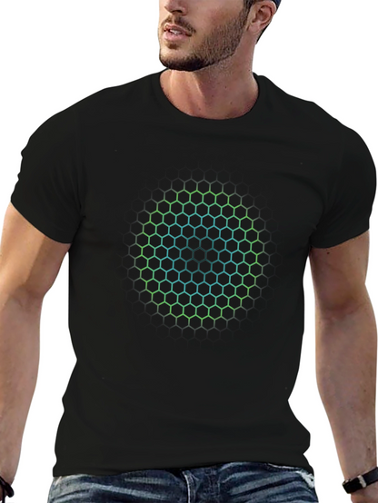Hexagon Circle Graphic Print T-Shirt - Mens Black Tee