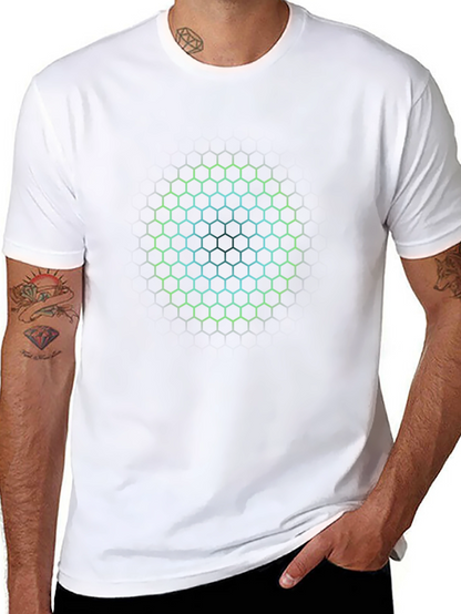 Hexagon Circle Graphic Print T-Shirt - Mens Black Tee