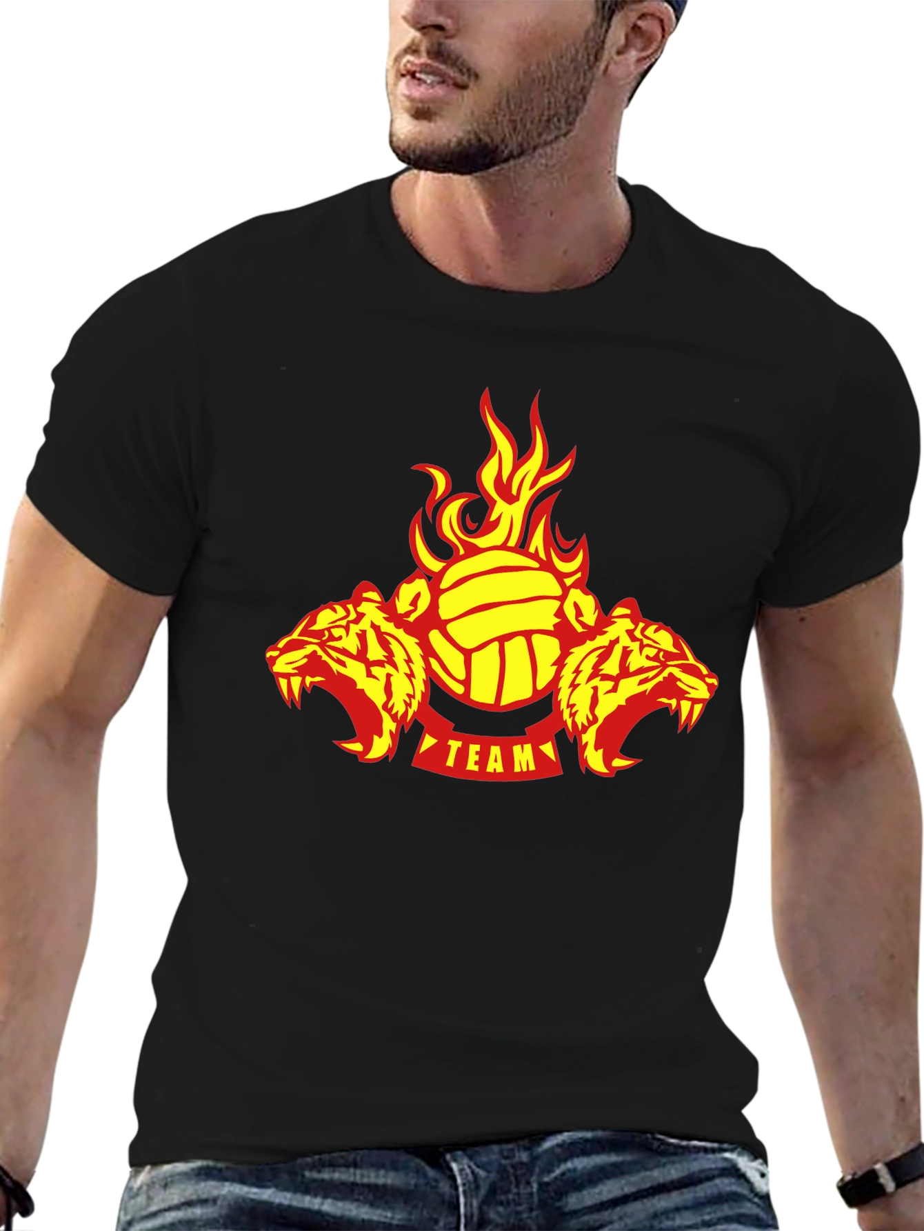 Fiery Tigers Volleyball Team T-Shirt - Black