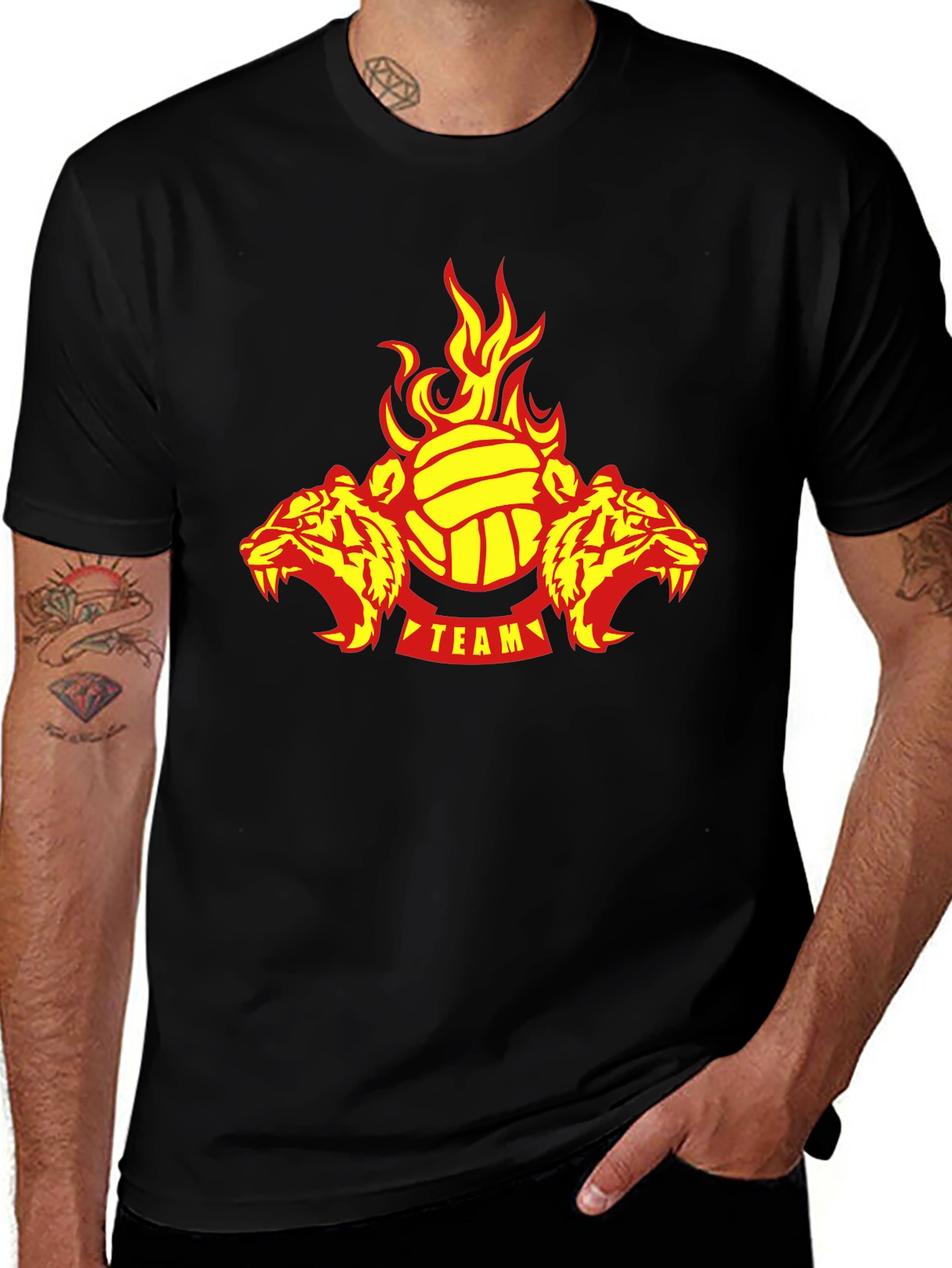 Fiery Tigers Volleyball Team T-Shirt - Black