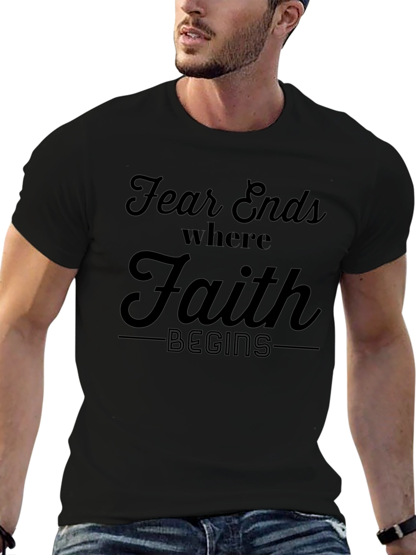 Faith Begins T-Shirt - Inspirational Christian Apparel