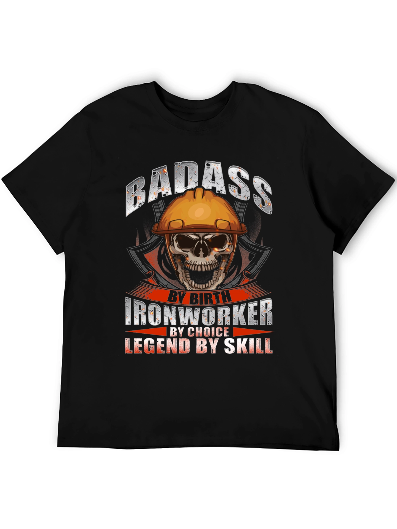 Badass Ironworker Skull Graphic T-Shirt