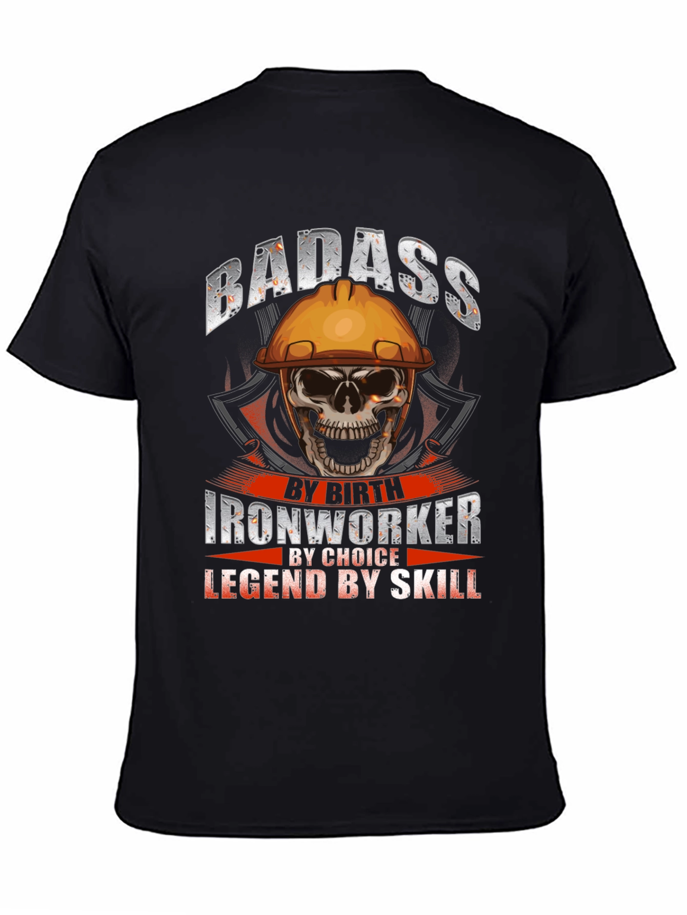 Badass Ironworker Skull Graphic T-Shirt