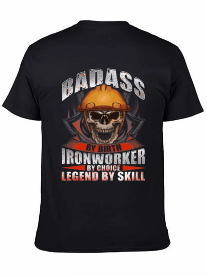 Badass Ironworker Skull Graphic T-Shirt