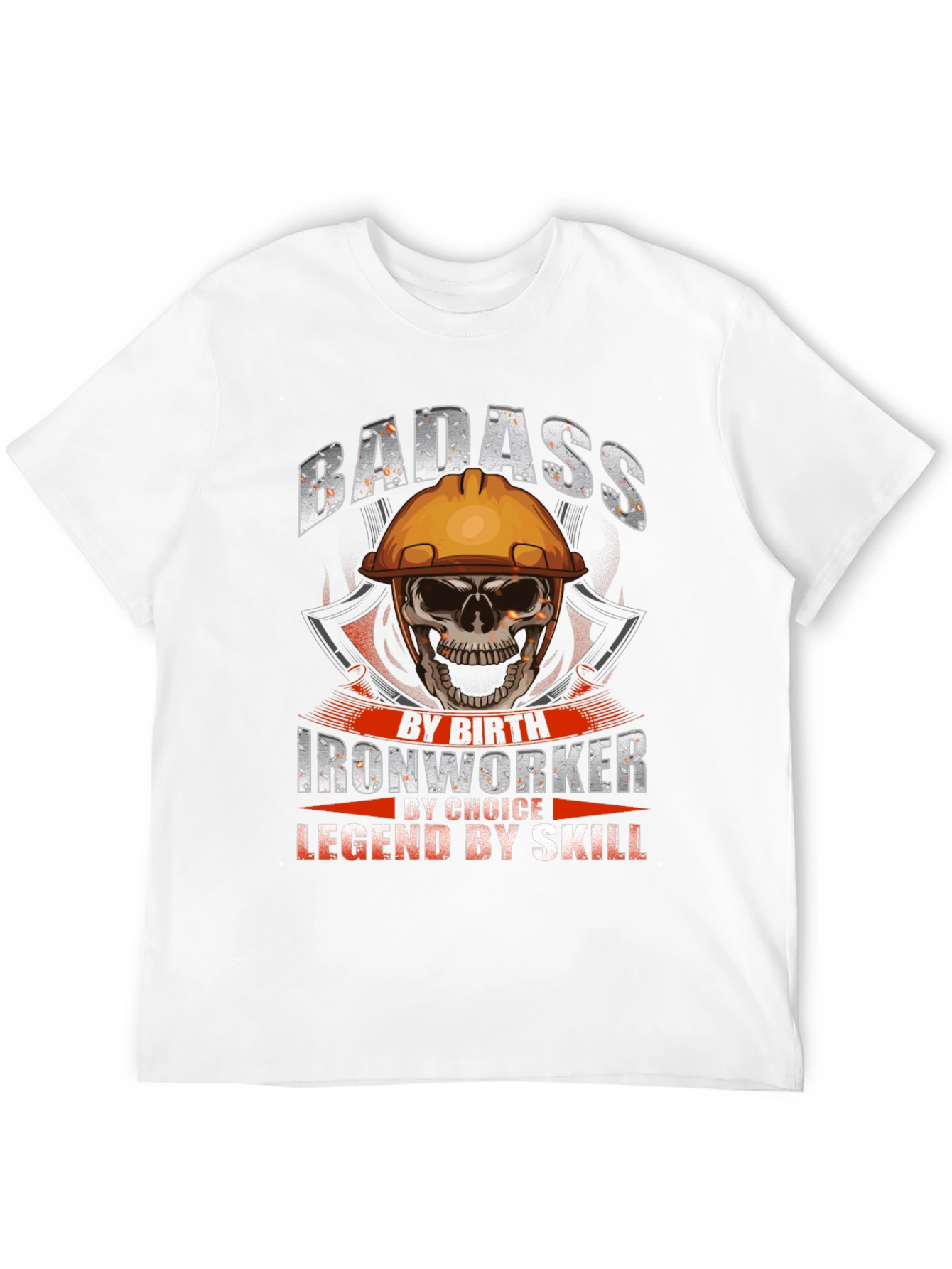 Badass Ironworker Skull Graphic T-Shirt