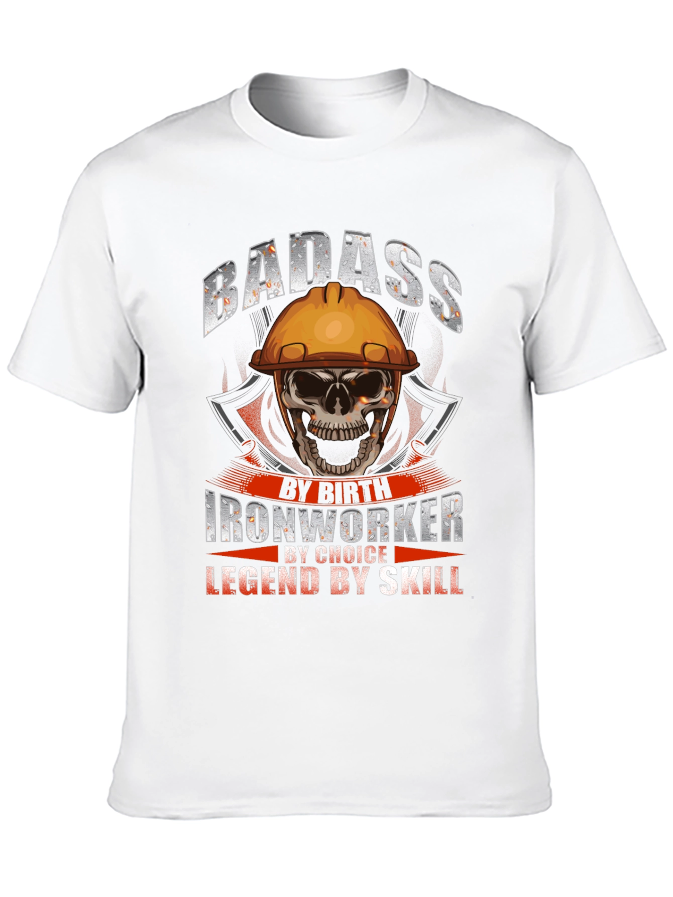 Badass Ironworker Skull Graphic T-Shirt