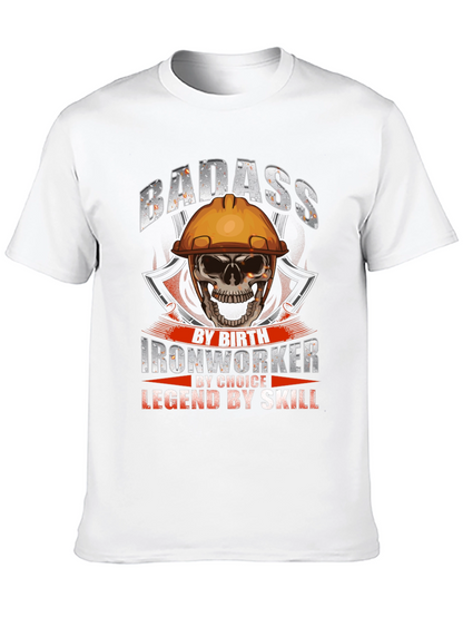 Badass Ironworker Skull Graphic T-Shirt