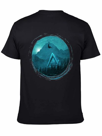 Mountains Cabin Black Graphic Tee