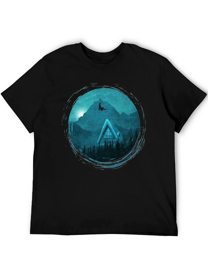 Mountains Cabin Black Graphic Tee
