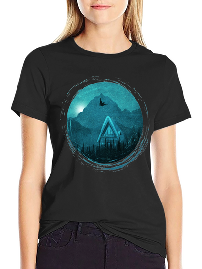 Mountains Cabin Black Graphic Tee