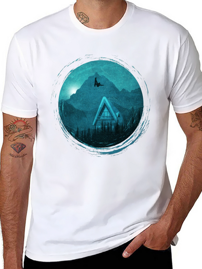 Mountains Cabin Black Graphic Tee