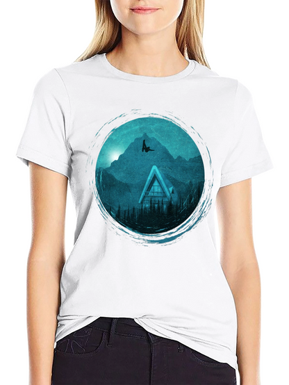 Mountains Cabin Black Graphic Tee