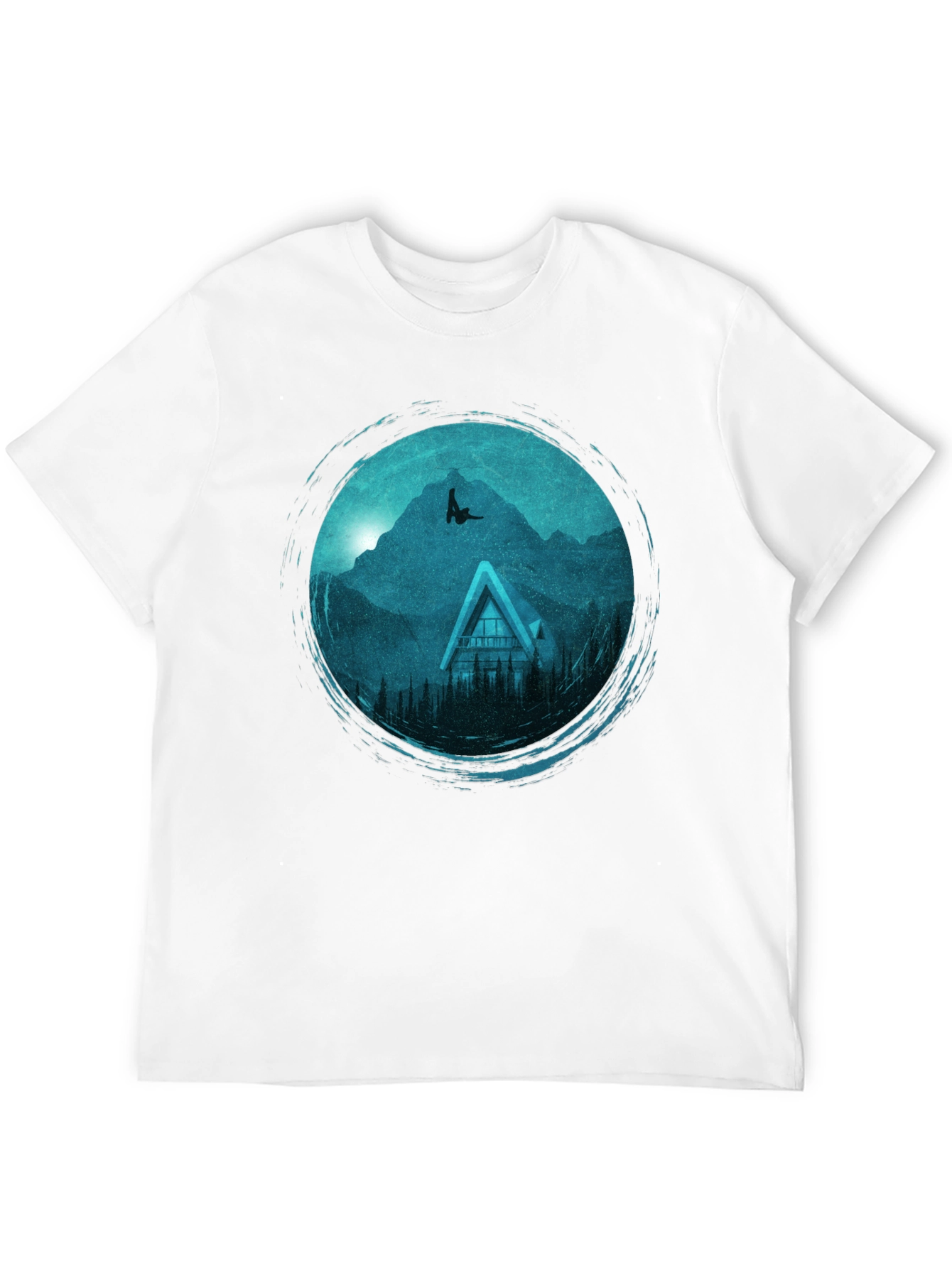 Mountains Cabin Black Graphic Tee