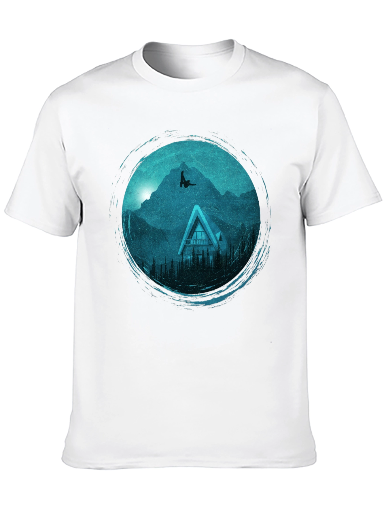 Mountains Cabin Black Graphic Tee