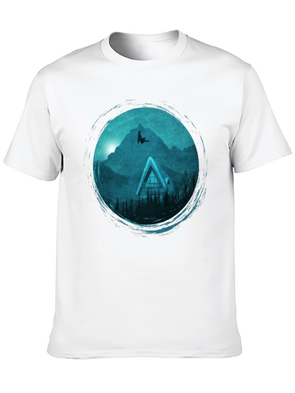 Mountains Cabin Black Graphic Tee