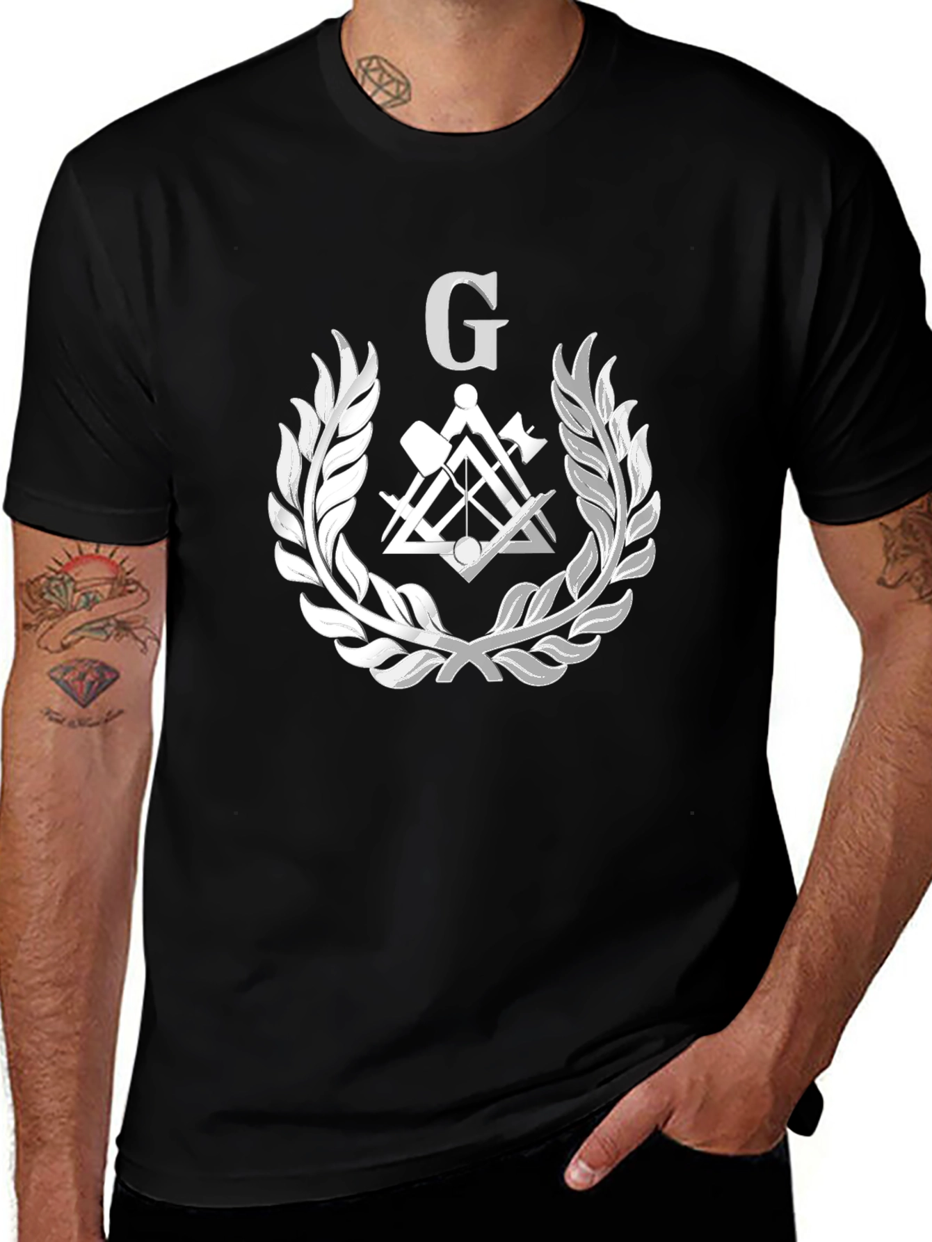 Masonic Symbol T-Shirt - Square and Compasses Design