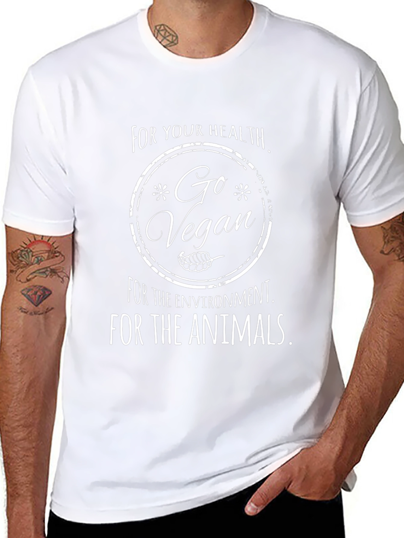 Go Vegan T-Shirt - Health Environment Animals
