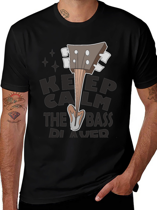 Keep Calm Bass Player Black T-Shirt