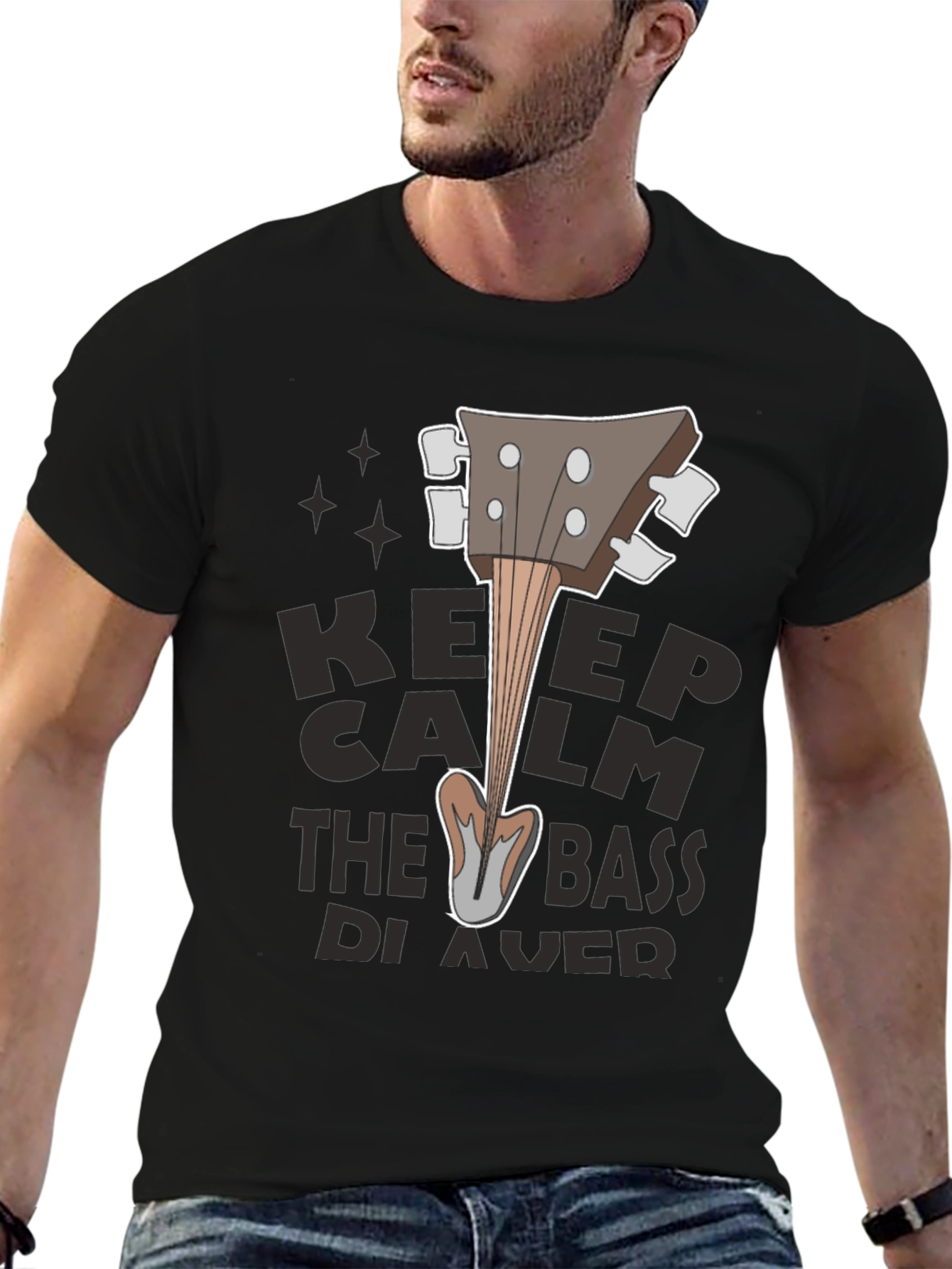 Keep Calm Bass Player Black T-Shirt