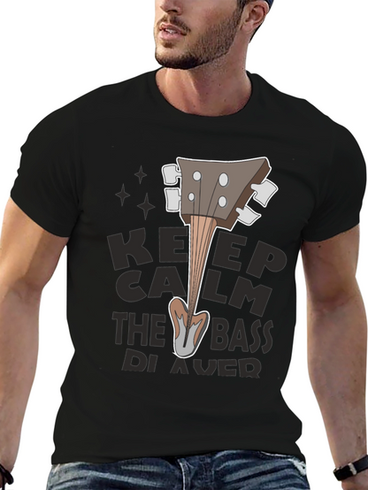 Keep Calm Bass Player Black T-Shirt