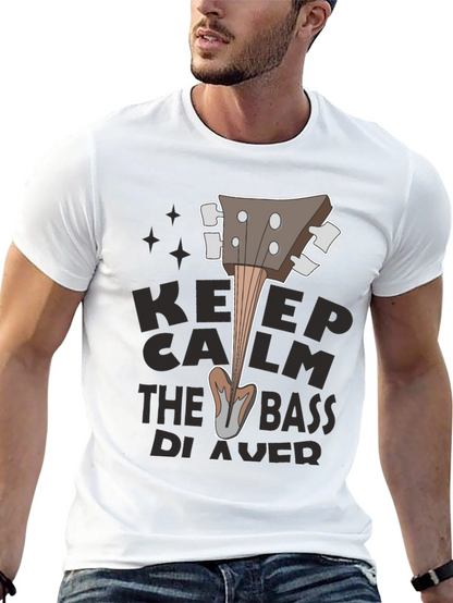 Keep Calm Bass Player Black T-Shirt