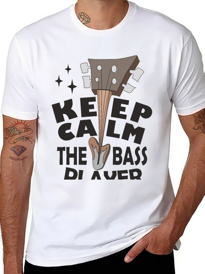 Keep Calm Bass Player Black T-Shirt
