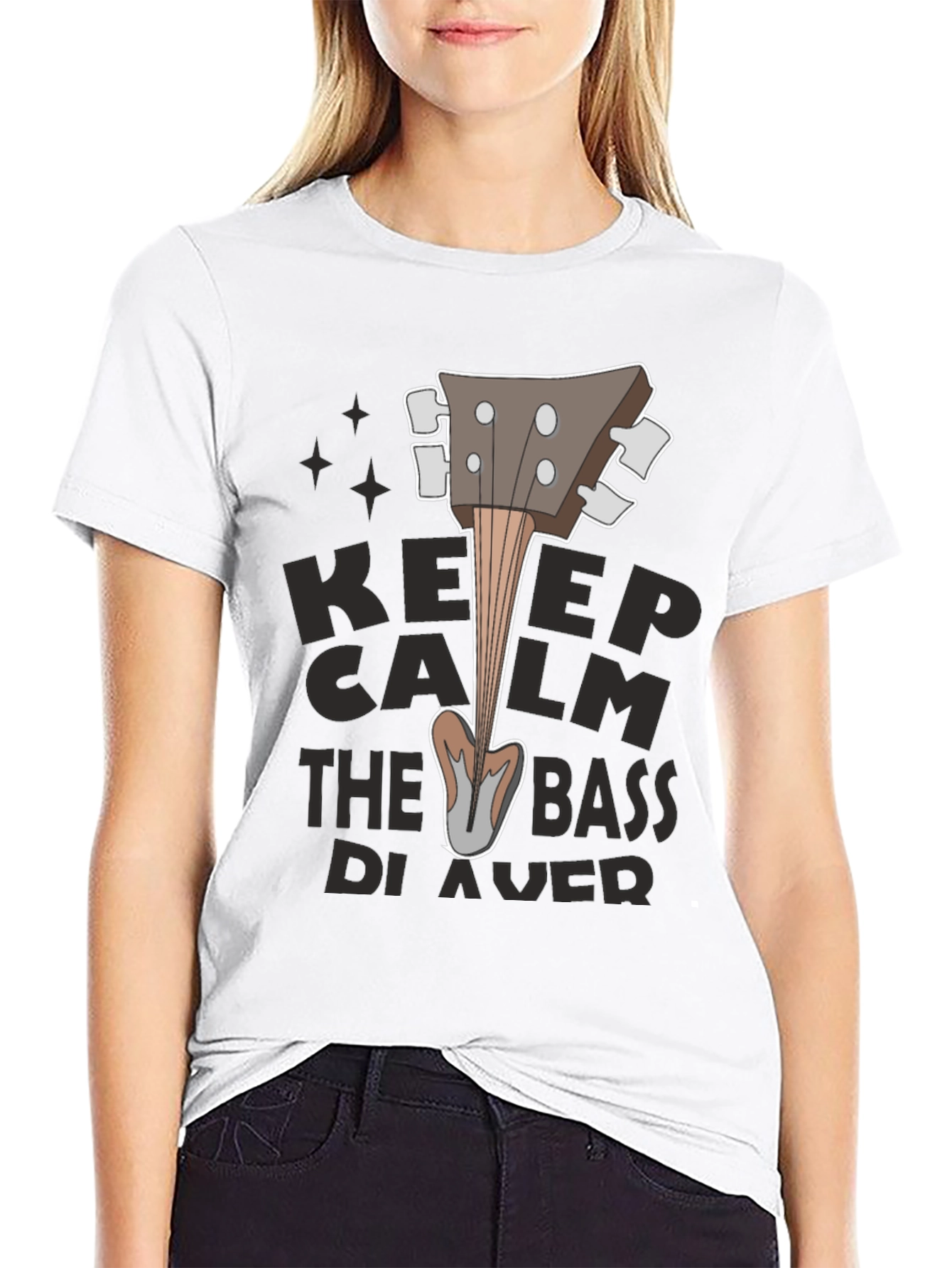 Keep Calm Bass Player Black T-Shirt