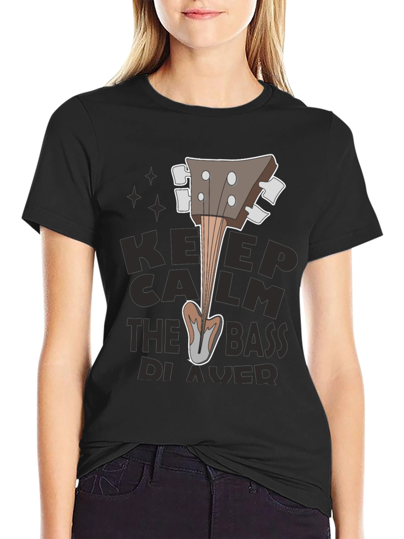 Keep Calm Bass Player Black T-Shirt