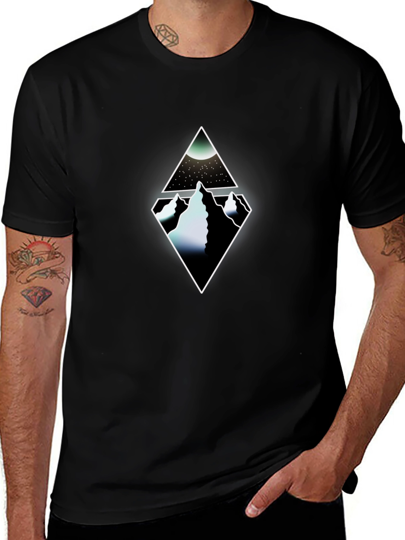 Diamond Mountain Graphic Tee - Mens Black T-Shirt