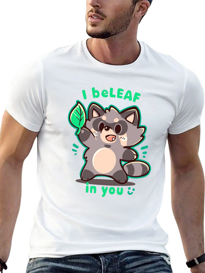 I beLEAF in You Raccoon Graphic T-Shirt
