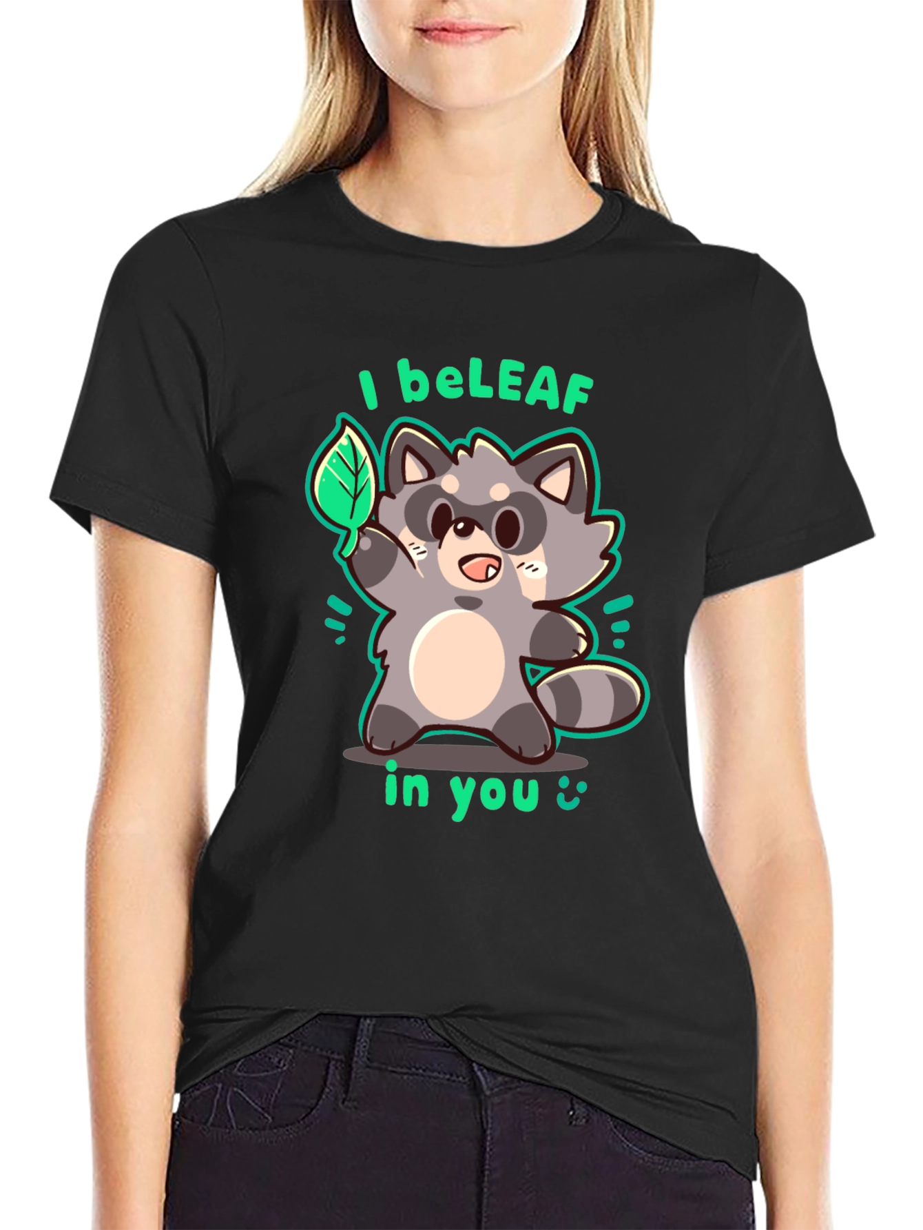 I beLEAF in You Raccoon Graphic T-Shirt