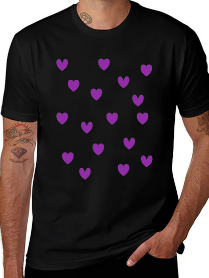 Heart Print Crew Neck T-Shirt